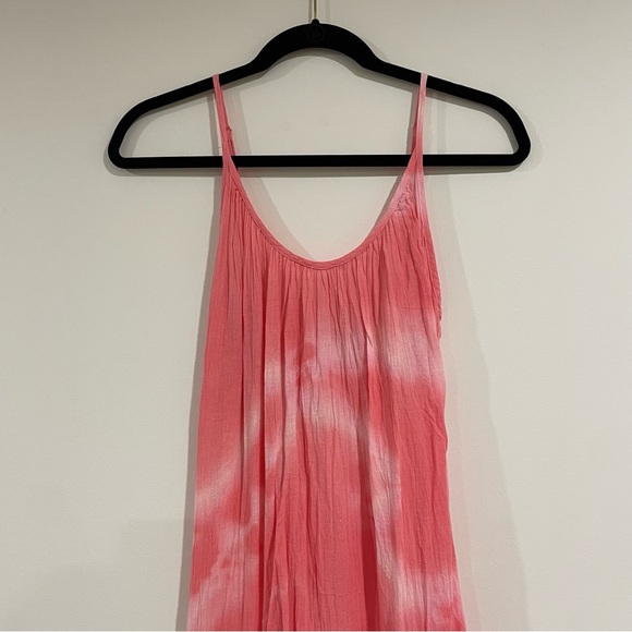 Love Tanjane pink and white tie dye 100% cotton maxi dress size small ruffle hem - Picture 2 of 5